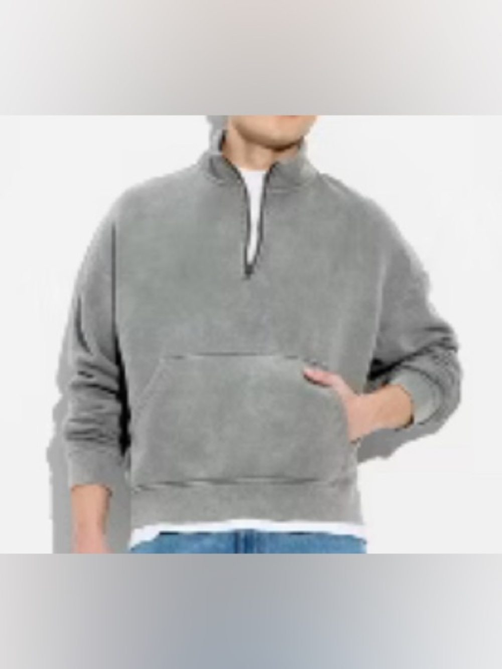 NWT Original Use Men's Heavyweight Fleece Half-Zip Pullover Sweatshirt, Gray
